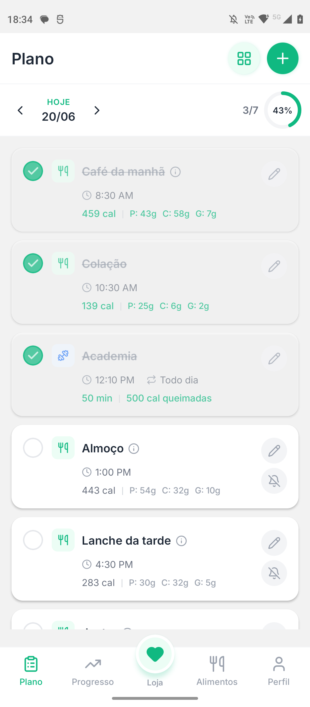 Plano do dia no Nouri